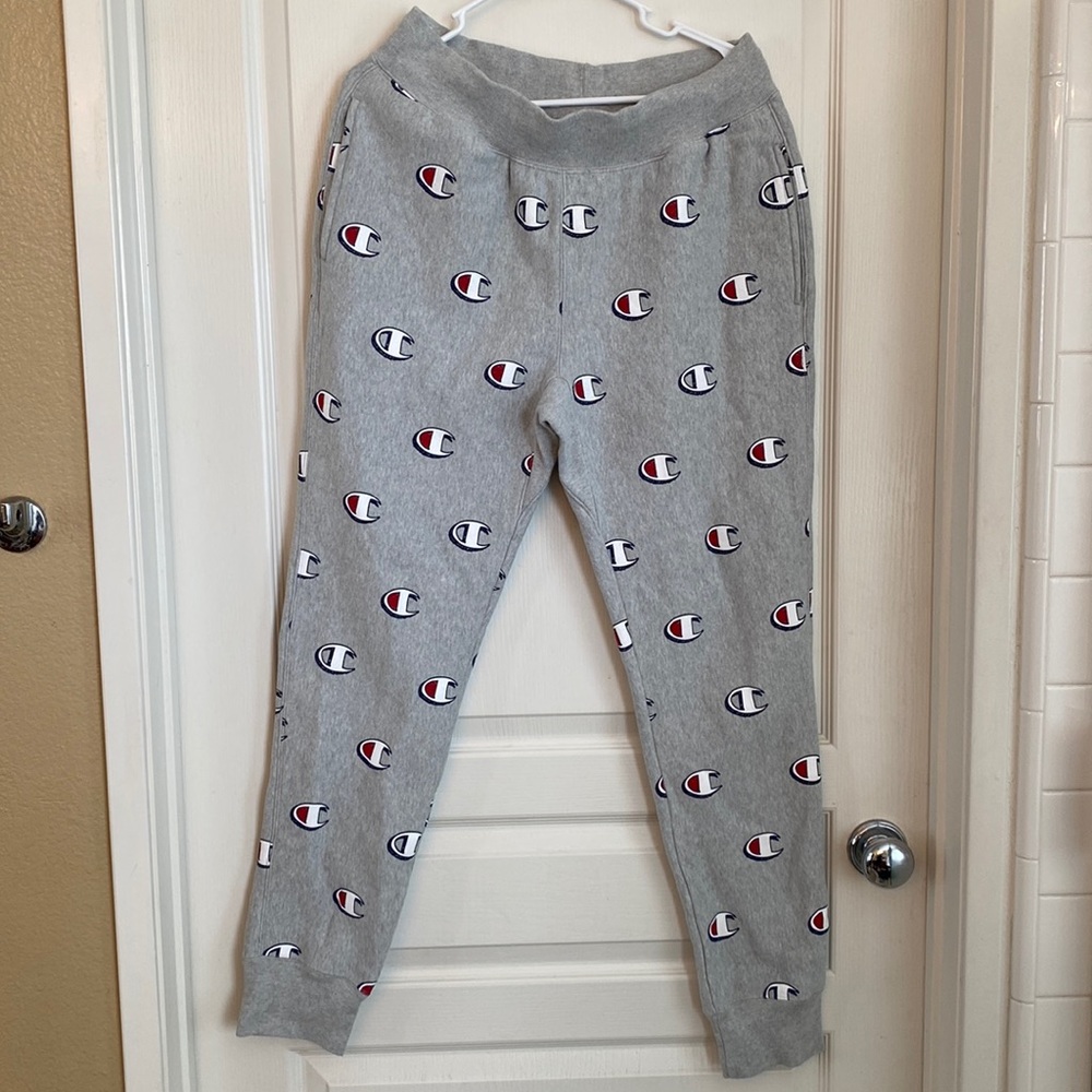 Women's Champion Reverse Weave Joggers, Allover Print Oxford Grey M